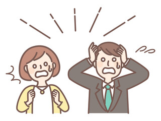illustration of man and woman shocked