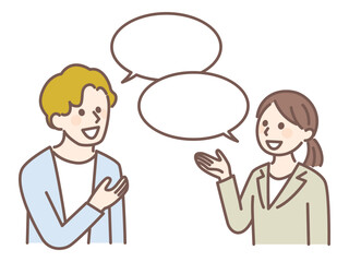 illustration of 2 people talking