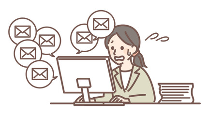 illustration of woman getting a lot of mails