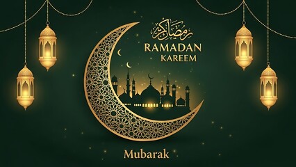 Celebrating the blessings of ramadan kareem with elegant lanterns and crescent moon