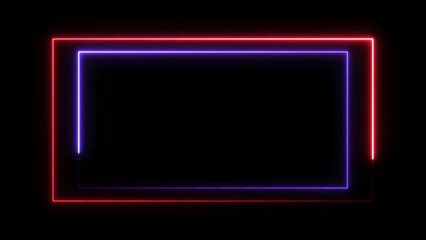 Red and blue neon double outlined rectangular frame with gradient edges on Generate title without using the word "Title:" before it. black background rectangle