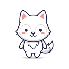 Obraz premium Adorable Cartoon White Fox Character Illustration