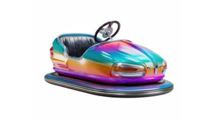 Bumper car with iridescent paint finish and black seat