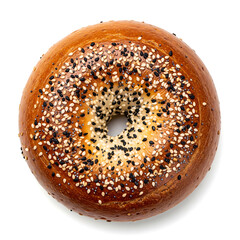 A delicious bagel topped with sesame seeds and poppy seeds