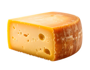 Aged Gouda Cheese Wedge With Holes Close Up.