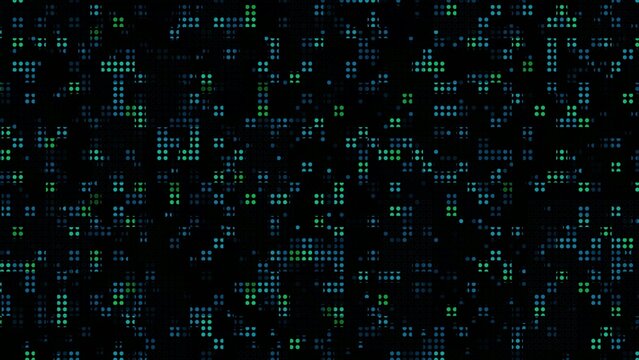 Red digital binary pattern on Generate title without using the word "Title:" before it. black background resembling data matrix or digital encryption code