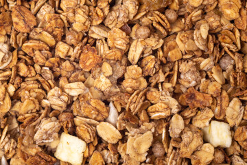 Baked muesli as a texture, background, pattern