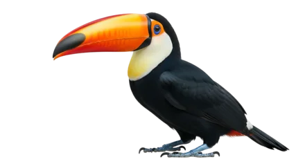 Wandcirkels Toekan Toco toucan with a large orange beak isolated on a white background.  © Art