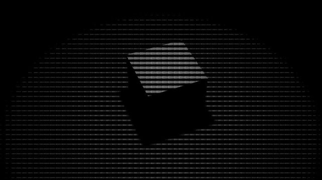 Abstract Rotating 3D Cube in Vintage Computer Terminal Style Monochrome