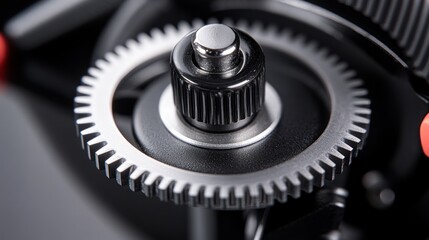 Obraz premium Close up of metallic gear mechanism intricate details and textures