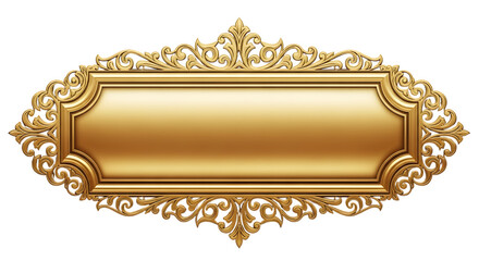 Ornate gold plaque isolated vintage decorative banner frame