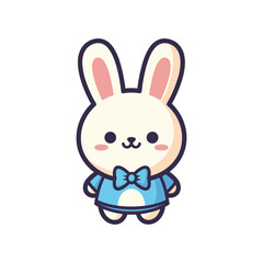 Adorable Cartoon Bunny in Blue Dress