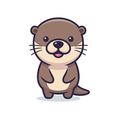 Obraz premium Adorable Cartoon Otter Character Illustration