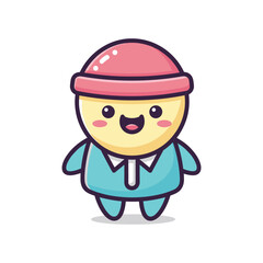 Cartoon Character Wearing Pink Helmet and Blue Uniform