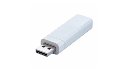 A sleek white usb flash drive or memory stick with a type-a connector shown in a studio shot.