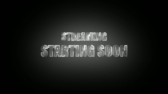 Silver metallic text reading streaming starting soon on a dark gradient Generate title without using the word "Title:" before it. background with reflective letters