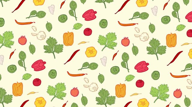 A vibrant motion graphic set featuring playfully stylized vegetables with smooth, organic animations. This eye-catching and engaging loop is perfectly suited for healthy eating campaigns