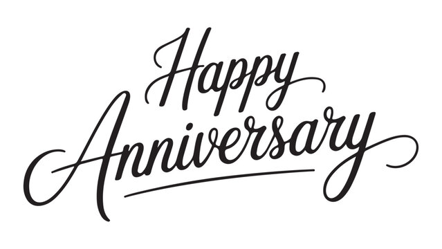 Happy Anniversary Calligraphy on White Background