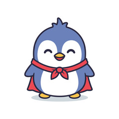 Adorable Cartoon Penguin Superhero Character
