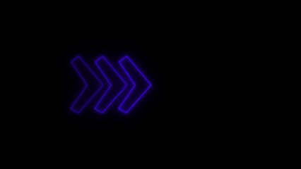 Obraz premium Three blue neon arrows in a row pointing right with a glowing outline on a dark Generate title without using the word 