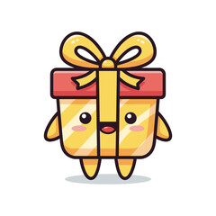 Cute Gift Box Character Illustration