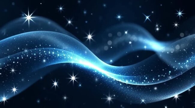 elegant festive night background with shimmering stars and smooth blue bokeh light layers creating a magical holiday and winter celebration atmosphere minimal luxurious cinematic backdrop gentle motio