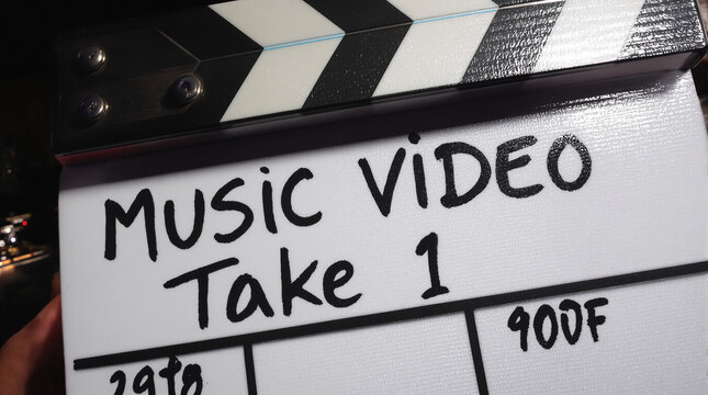 Clapperboard with music Video Take 1 for Film Production