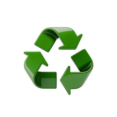 Green Recycling Symbol Rotating Isolated on Transparent Background