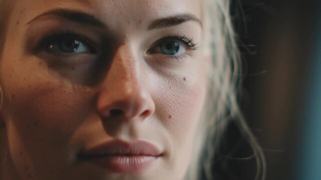 Close up Portrait of a Young Woman with Freckles