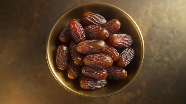 Bowl of fresh dates on a rustic textured surface