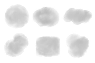 灰色の水彩風にじみイラストセット