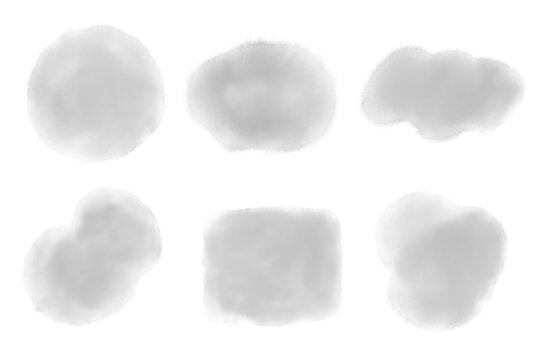 灰色の水彩風にじみイラストセット
