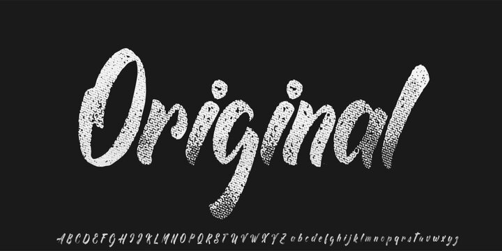 Hand drawn brush vector font. Rough and rough textured alphabet with uppercase and lowercase. expressive typography.