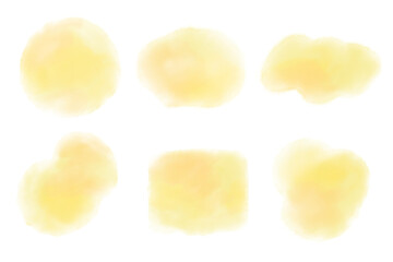 黄色の水彩風にじみイラストセット