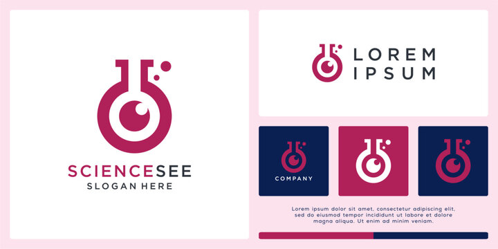 Science see logo design with abstract eye.