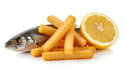 Fresh fish with crispy fries and lemon