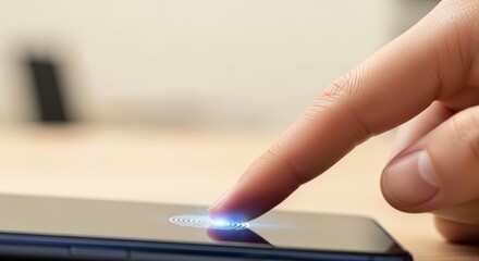 Person using fingerprint scanner on smartphone for secure access