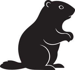 Obraz premium Groundhog animal in silhouette white background.