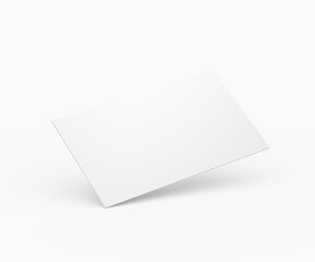 Blank white floating business card mockup template for graphic design. 3d illustration