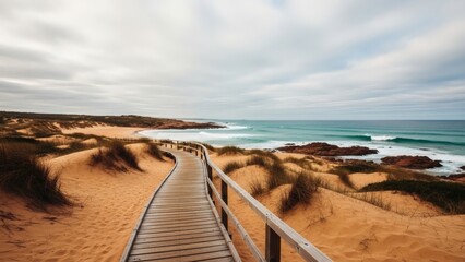 Coastal Path to Ocean Vista Tranquil Beach Landscape.
