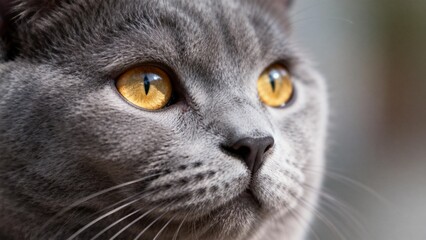 Closeup of a gray cats face