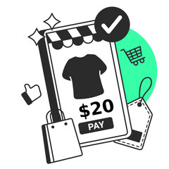 pay for product  illustration for application design and ecommerce website design needs