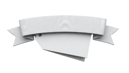 3D White Ribbon Banner with Lines