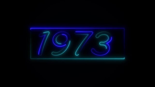 Neon text calendar 1973 Sal animation, glowing neon icon animation .Seamless looping video