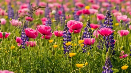 Obraz premium Vibrant wildflower meadow in full bloom