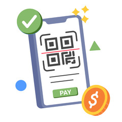 qr code payment  illustration for application design and ecommerce website design needs