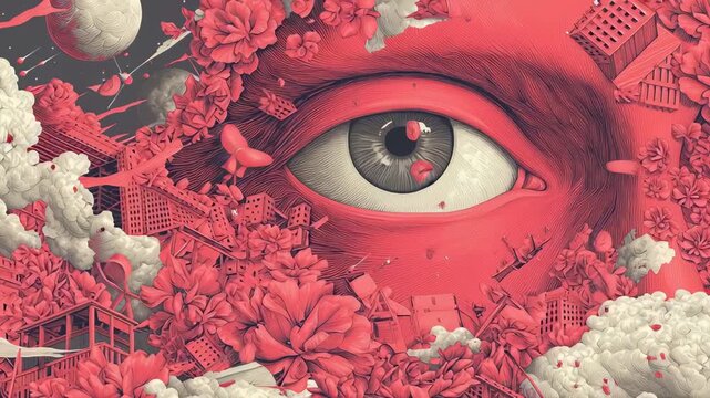 Surreal Eye Illustration - A Dreamlike Vision of Perception and Reality.