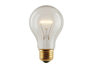 Glowing Light Bulb with Brass Base and Clear Glass Isolated on Transparent Background