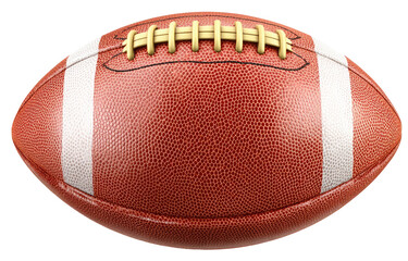 Professional American Football Ball with White Stripes and Golden Laces Isolated on Transparent Background