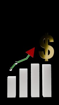 US Dollar Currency Market Growth with Upward Trend Graph - Transparent Background